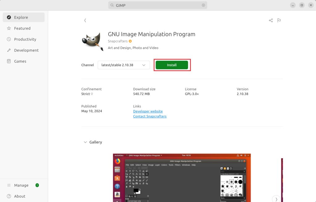 Install GIMP on Ubuntu