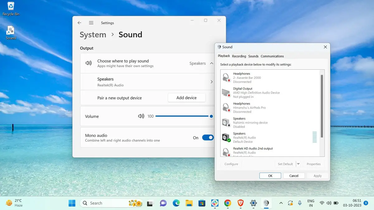 How to Open Sound Settings in Windows 11