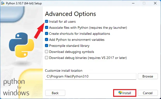Installing Python for All Users
