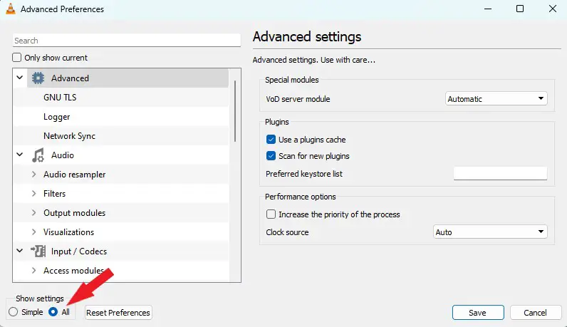 Accessing Advanced Settings