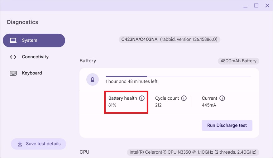 Chromebook Battery Health Option