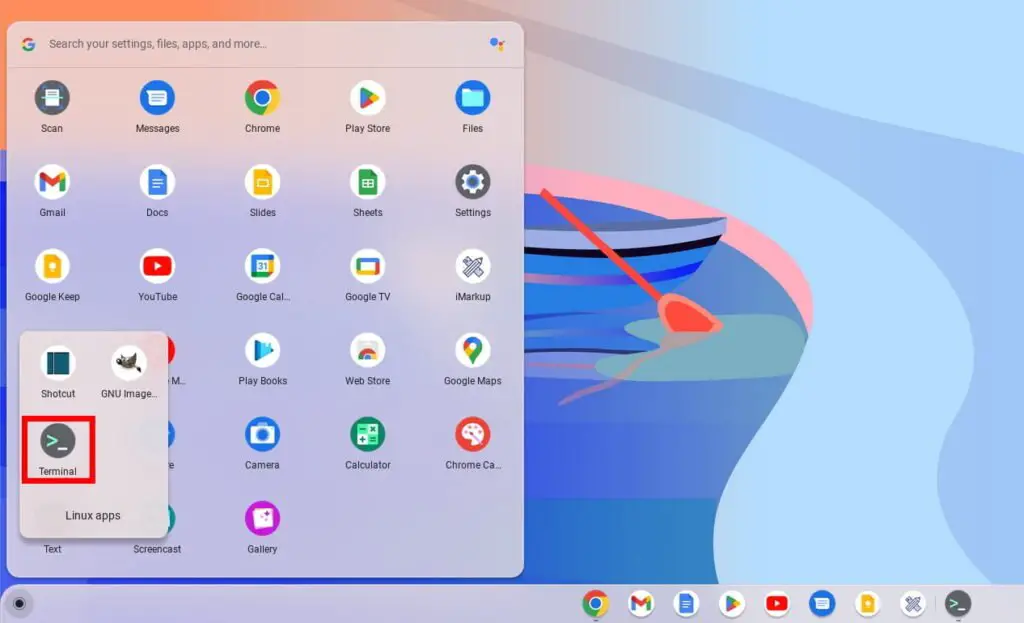 Accessing Terminal on Chromebook