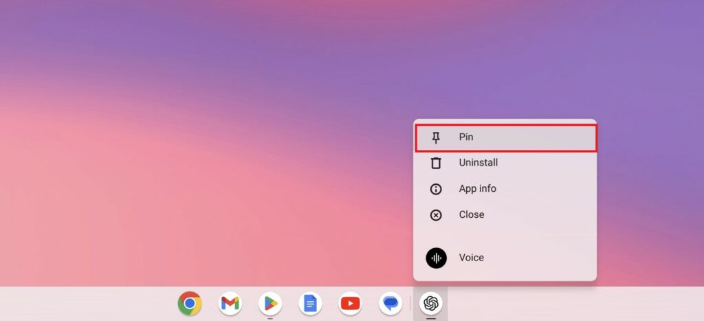 Pin ChatGPT to Shelf