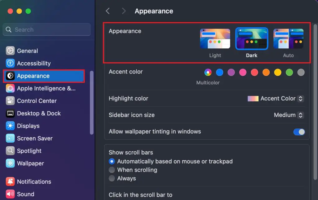 Appearance Theme on macOS