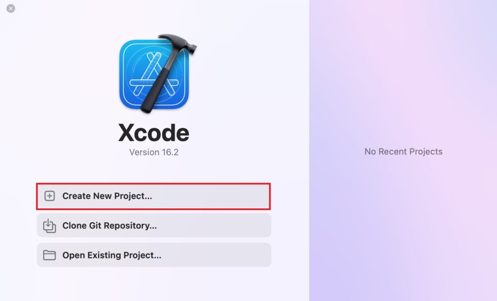 Create New Project on Xcode