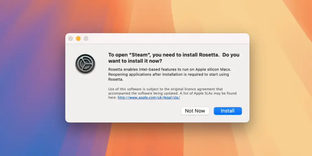 Install Rosetta to open Steam