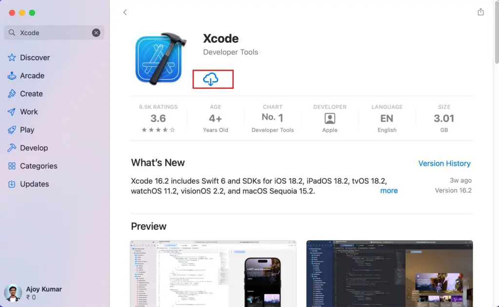 Install Xcode on mac