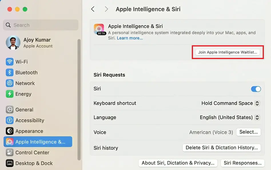 Join Apple Intelligence Waitlist